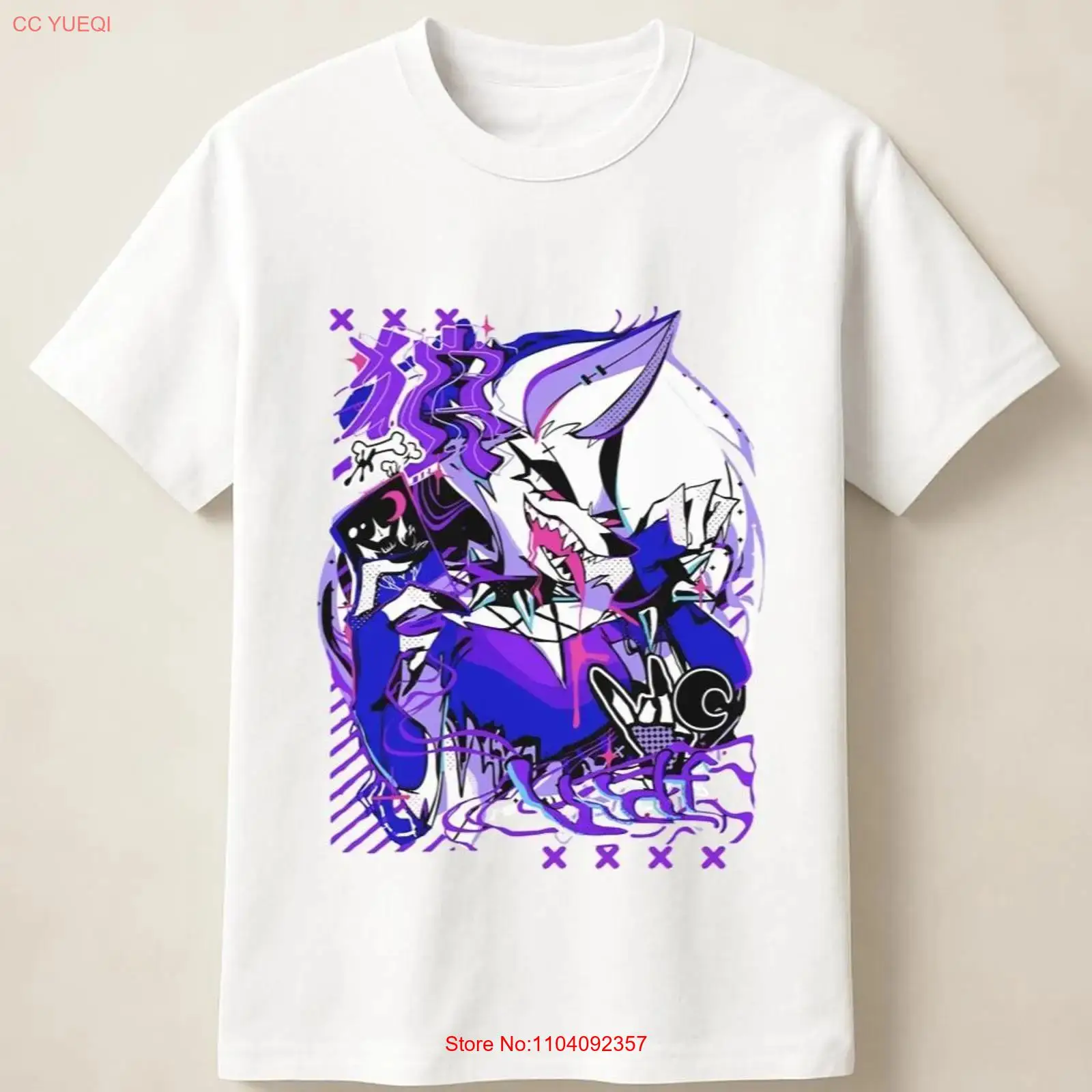 Vintage Fashion Jersey - Purple Anime Wolf in Graffiti Poster