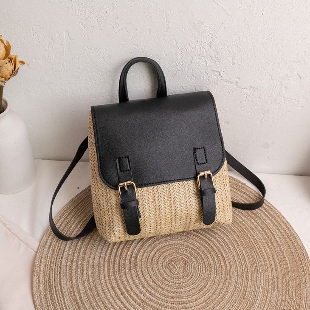 Versatile Bag PU Leather Straw - Vintage Fashion Looks review and price