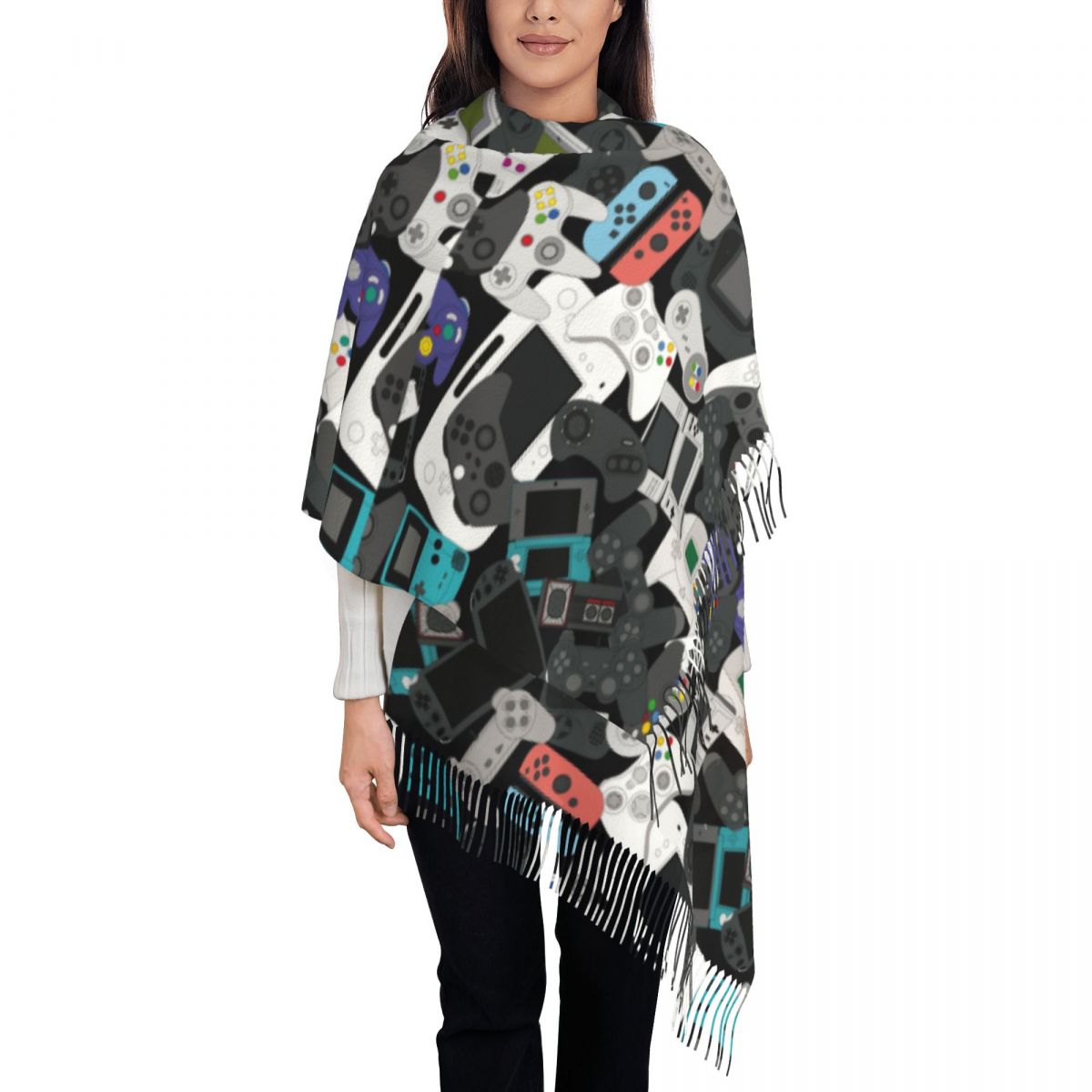 Gamer Controller Tassel Scarf  - Vintage Fashion Video review and price