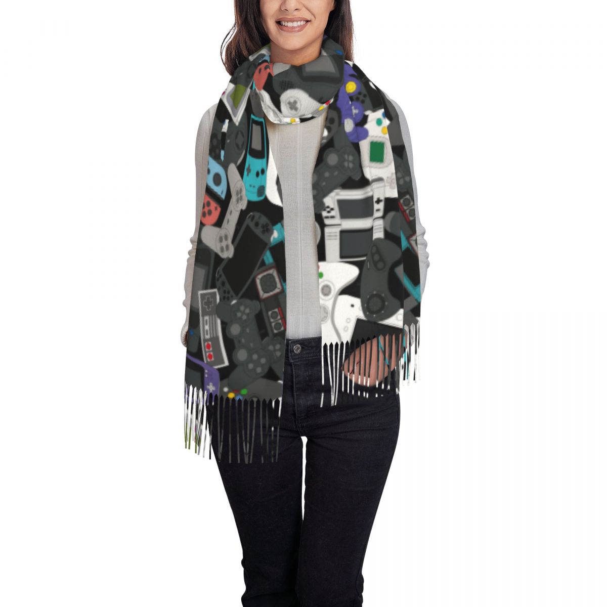 Gamer Controller Tassel Scarf  - Vintage Fashion Video review and price