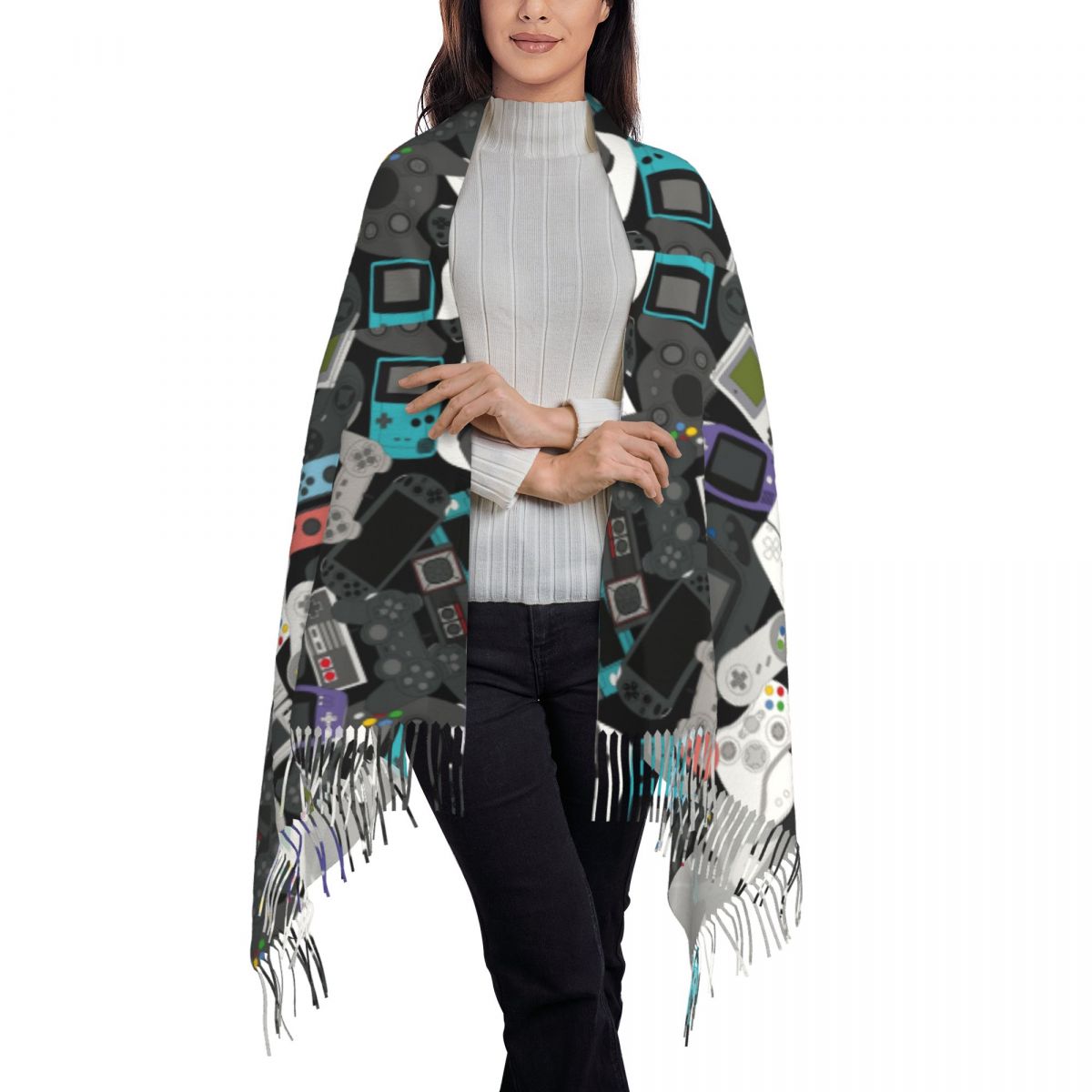 Gamer Controller Tassel Scarf  - Vintage Fashion Video review and price