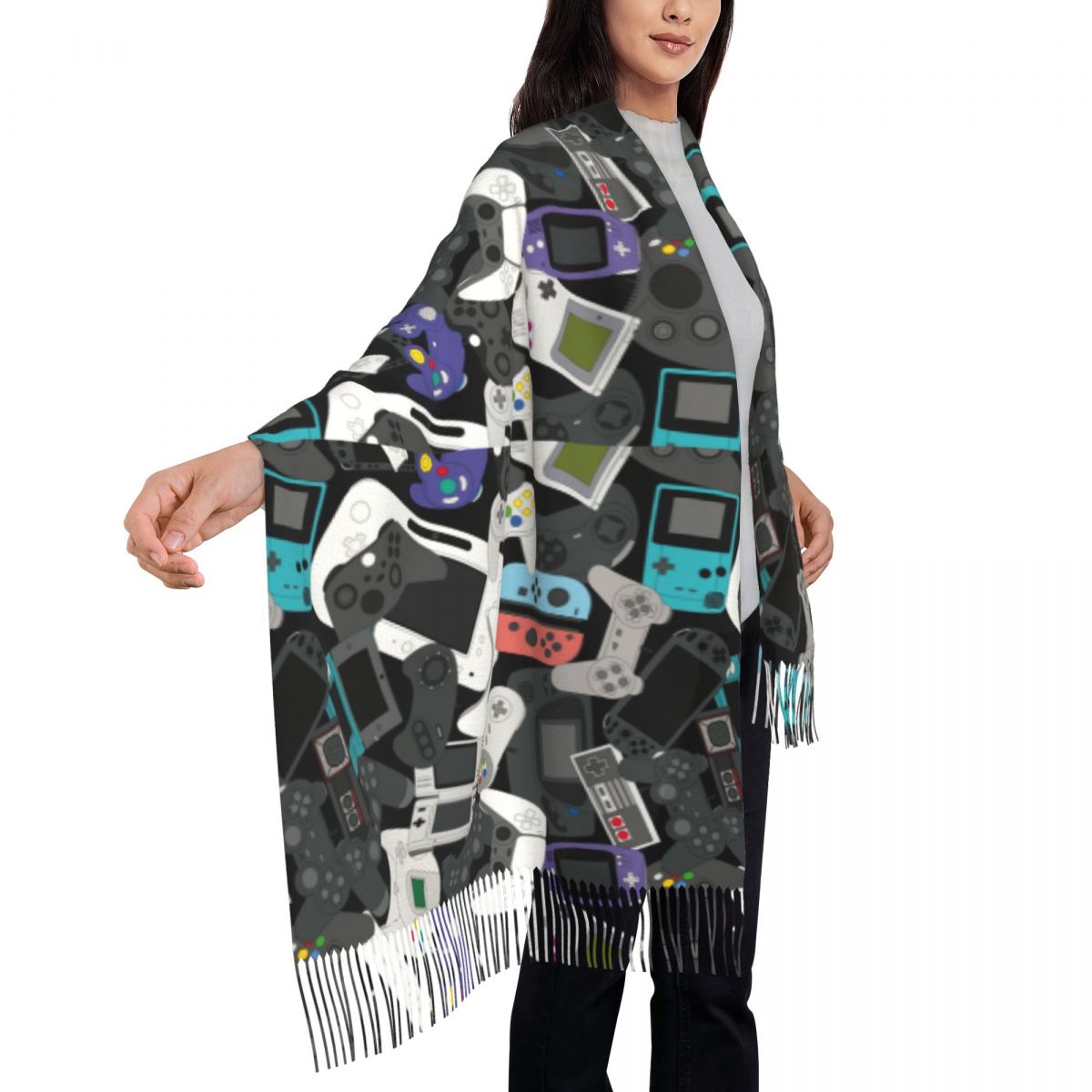 Gamer Controller Tassel Scarf  - Vintage Fashion Video review and price