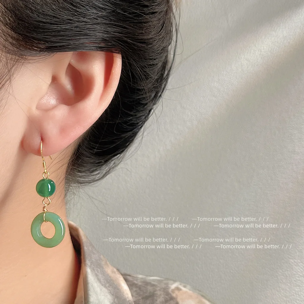 Green Real Jade Ring Earrings  - Vintage Fashion Guild review and price