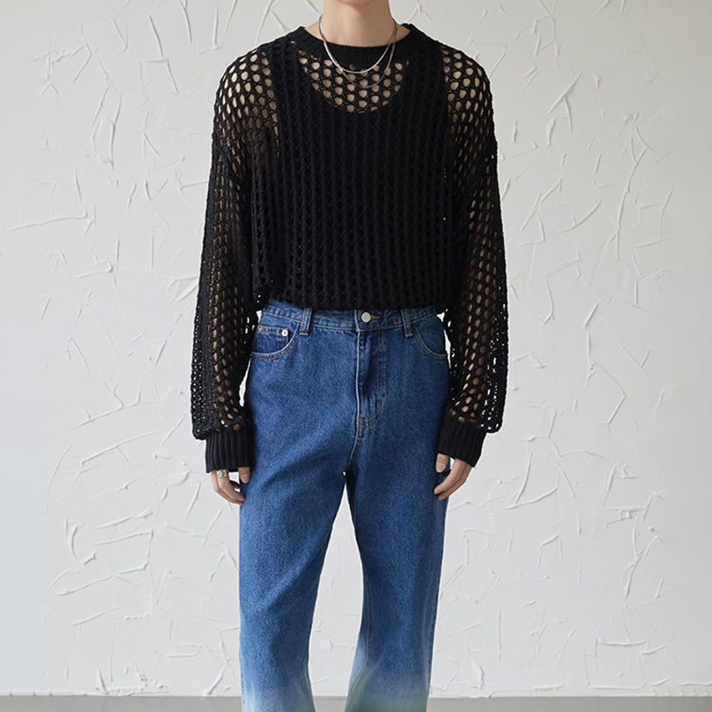 Mens Y2k Hollow Out Outfits Se - Vintage Fashion Outfits Men review and price