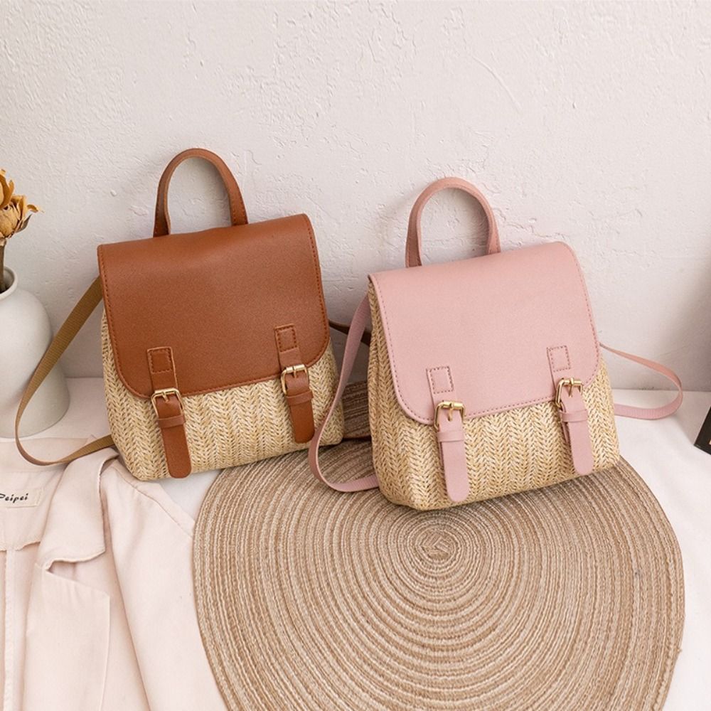 Fashion PU Leather Straw Backp - Vintage Fashion Looks review and price