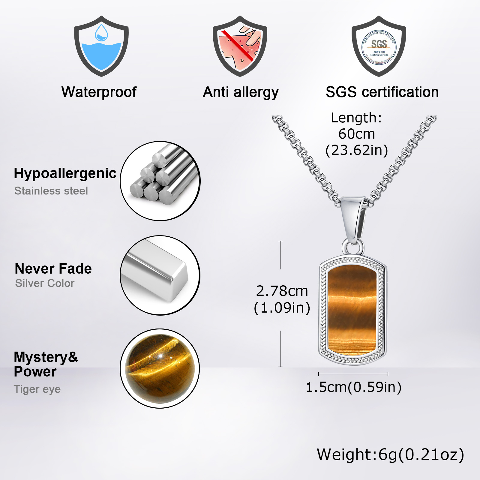 Vnox Stainless Steel Tiger Eye - Vintage Fashion Labels review and price